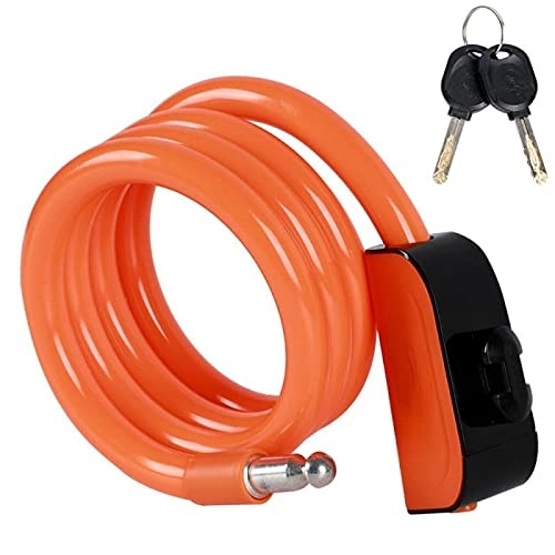 Bike Lock : Bicycle Cable Lock Outdoor Cycling Anti-Theft Lock with Keys Steel Wire Security 1.2m Bicycle Lock Bike Accessories Orange