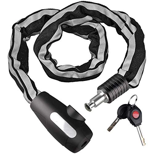Bike Lock : Bicycle Chain Lock / Glass Door Lock / Electric Bicycle Lock / Alloy Steel Anti-Theft Lock / Bike Accessories with Reflective Strip-Key with Light