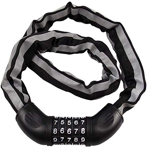 Bike Lock : Bicycle Chain Lock With Reflective Strip Bike Lock Safe Anti-Theft Cycling Lock With Resettable 5-Digit Password For Cycle, Motorcycles, Scooters, Sports Equipment, Gates And Fences