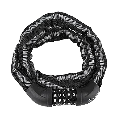 Bike Lock : Bicycle Chain Lock, With Reflective Strip Security Anti-theft Five Digits Heavy-duty Bike Password Lock Chain Heavy-duty Bold Lock Chain Keyless For Bicycles Motorcycles (black)
