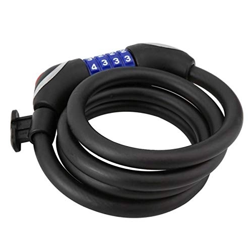 Bike Lock : Bicycle Cycling Riding Steel Cable Lock Four Digit Light Password Anti Theft Security Black|Electric Lock