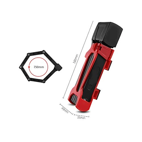 Bike Lock : Bicycle Electric Motorcycle Mountain Road Mountain Bike Lock Strong Folding Lock Heavy Anti-Theft Bicycle Lock Easy to Install (Color : Red)