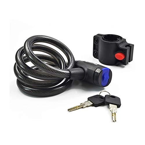 Bike Lock : Bicycle Lock 4-Digit Password Lock Cable Safety Steel Bicycle Lock with 2 Keys Easy to Install (Color : Black)