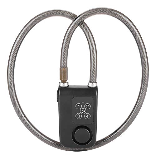 Bike Lock : Bicycle Lock, 4 Digit Waterproof 110dB Anti-Theft Alarm Lock for Road Bike Smart Cycling Lock