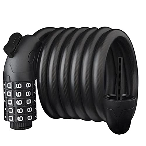 Bike Lock : Bicycle Lock 5-Digit Secure Combination Bike Lock Scooter Bicycle Motorcycle Cable Chain Locks(Shiny Black)