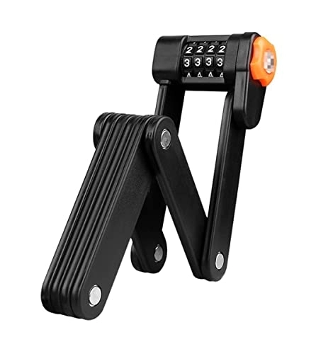 Bike Lock : Bicycle Lock Alloy Steel Folding Lock MTB Road Bike Lock Anti-theft Lock Password Lock Safe Cycling Accessories (Color : Black, Size : 15x5.5cm)
