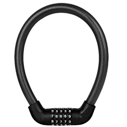 Bike Lock : Bicycle Lock Anti-Theft Bold Wire Anti-Shear Five-Digit Password Cycling Equipment Portable Universal Bike Accessories (Color : Extended Black)