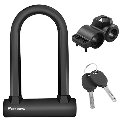 Bike Lock : Bicycle Lock Anti-Theft U Lock MTB Road E-Bike Motorcycle Lock Steel Security Lock with 2 Keys Cycling Accessories (Color : U Lock)