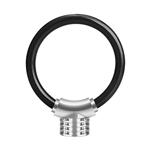 Bike Lock : Bicycle Lock, Bicycle Anti-Theft Reflective Cable Lock, roll Type Safety Key Cable Lock, zinc Alloy Safety Equipment-Black Silver