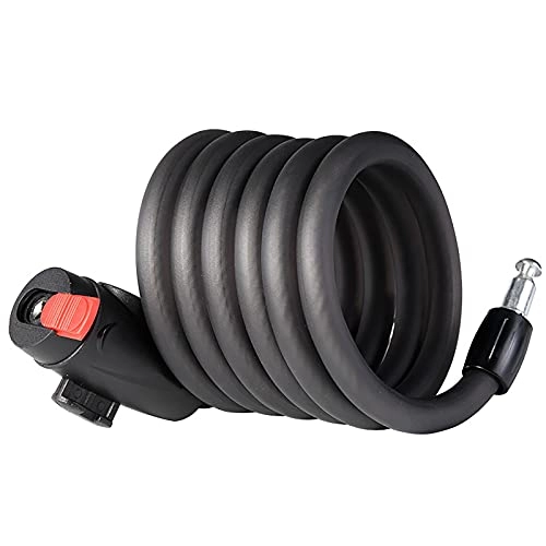 Bike Lock : Bicycle Lock Bicycle Steel Cable Lock Bicycle Wire Lock Riding Accessories 1.8m Bicycle Lock Suitable For Bicycles And Motorcycles (Color : Black, Size : 180cm)