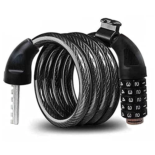 Bike Lock : Bicycle Lock, Cable Combination Locks 5 Digits Resettable, 4 Feet Bike Lock Cable With Mounting Bracket, Bike Lock Combination, Anti-theft, Anti-cut (Color : Black, Size : 1.2M*12MM) little surprise