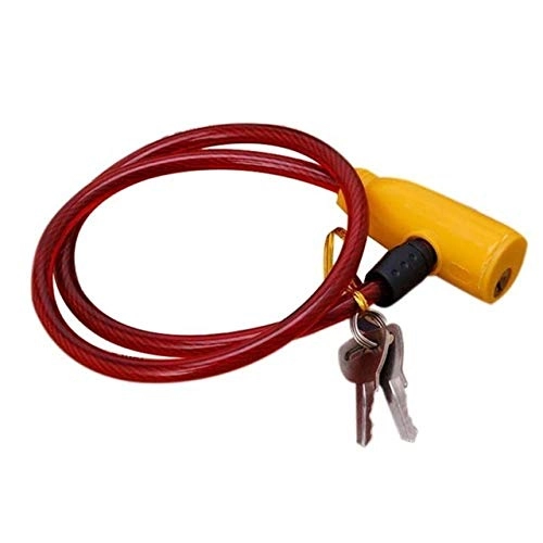 Bike Lock : Bicycle Lock Chain Anti-Theft Security Bikes Steel Wire Cable with 2 Keys Bike Lock (Color : Red)