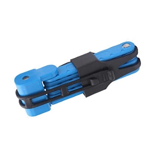 Bike Lock : Bicycle Lock Cycling Equipment Bicycle Folding Lock Anti-Theft Safety Mountain Bike Electric Motorcycle Joint Lock (Color : Blue)