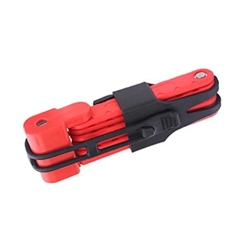 Bike Lock : Bicycle Lock Cycling Equipment Bicycle Folding Lock Anti-Theft Safety Mountain Bike Electric Motorcycle Joint Lock (Color : Red)