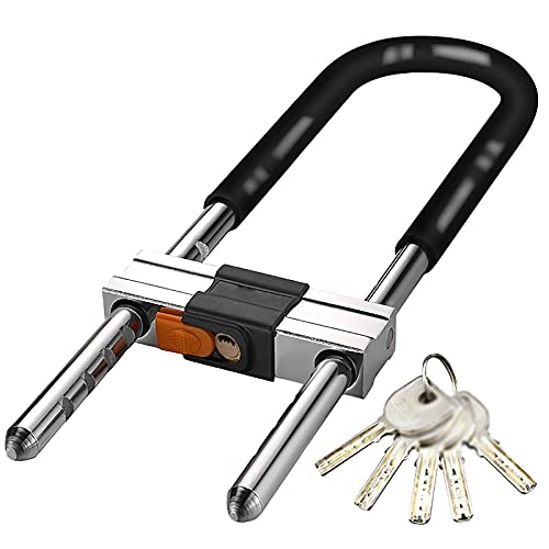 Bike Lock : Bicycle Lock Glass Door Lock Double Open U-shaped Lock Cycling Accessories Bicycle Lock Suitable For Bicycles And Motorcycles (Color : Black, Size : 42x10.5cm)