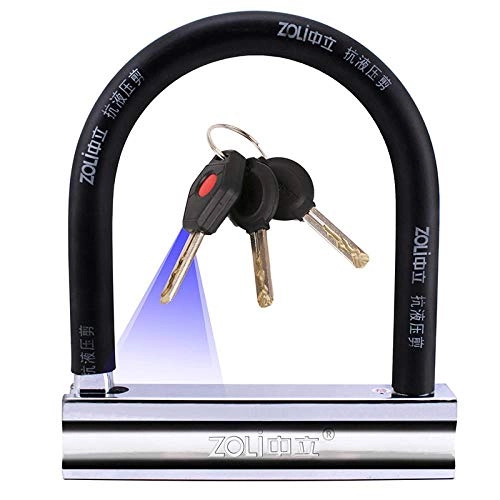 Bike Lock : Bicycle Lock, Key with Light, Anti-hydraulic Anti-theft Anti-theft, black