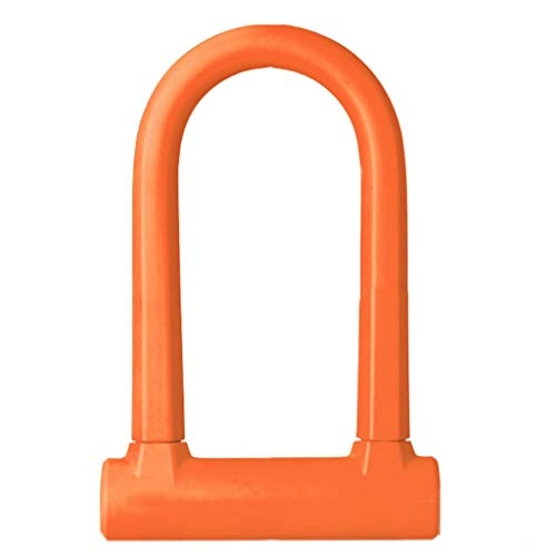 Bike Lock : Bicycle lock Mountain bike lock Portable bicycle lock Anti-theft lock U-lock Motorcycle lock Suitable for outdoor bicycles, motorcycles 127mmx195mm (Color : Orange)