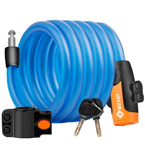 Bike Lock : Bicycle lock Mountain bike lock Portable bicycle lock Suitable for outdoor bicycles 1.8mx12mm (Color : Blue)