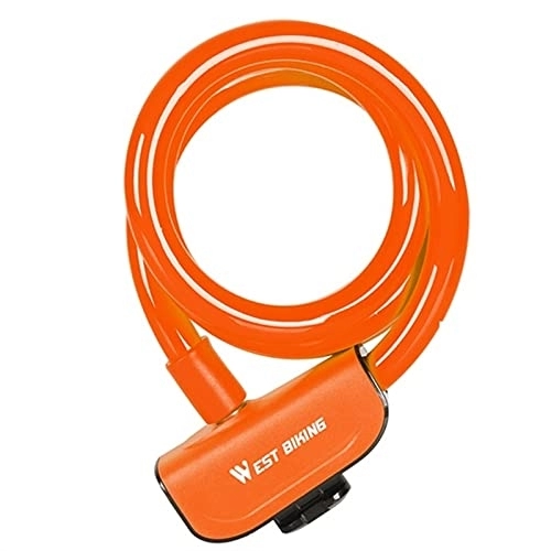 Bike Lock : Bicycle Lock MTB Road Cycling Portable Safety Anti-Theft Cable Lock for Electric Motorcycle Scooter Bike Accessories (Color : Orange)