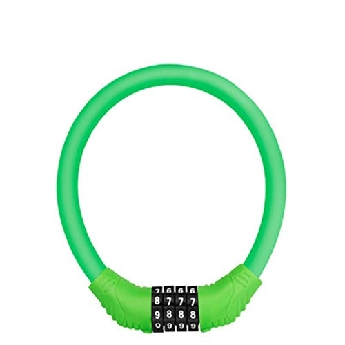 Bike Lock : Bicycle Lock Round 4 Digit Password Lock Anti-Theft Portable Security Steel Chain Motorcycle Password Lock Portable Ring (Color : Green)