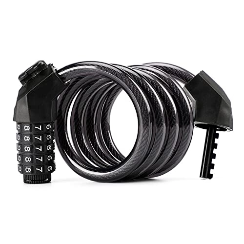 Bike Lock : Bicycle Lock Steel Cable Chain Security Safety Bike Password 5 Digit Lock Anti-Theft Combination Number Bike Cable Lock (Color : Black)
