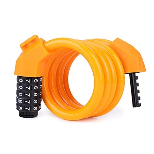 Bike Lock : Bicycle Lock Steel Cable Chain Security Safety Bike Password 5 Digit Lock Anti-Theft Combination Number Bike Cable Lock (Color : Orange)