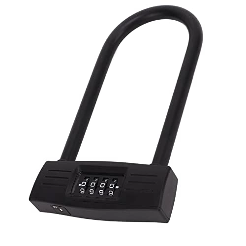 Bike Lock : Bicycle Number Lock, 4 Dial Keys Free Anti Theft Shearing Prevention Mechanical Structure Bike Combination U Padlock for Electric Vehicle for Motorcycle