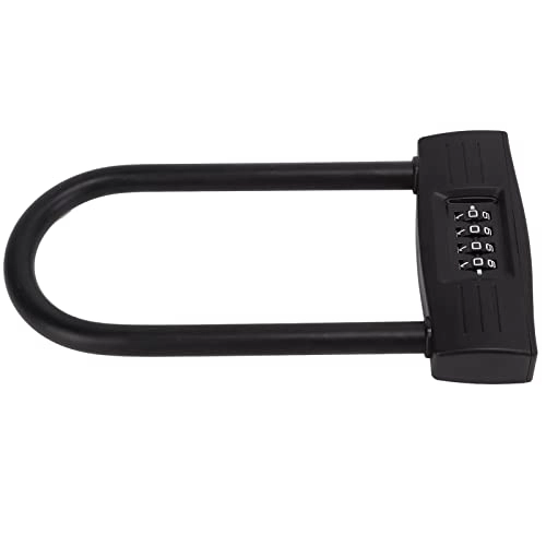 Bike Lock : Bicycle Number Lock, Anti Theft Keys Free Mechanical Structure 4 Dial Black Bike Combination U Padlock for Electric Vehicle for Motorcycle