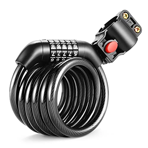 Bike Lock : Bicycle Password Lock, Bike Lock Cable with Combination, 150cm Long