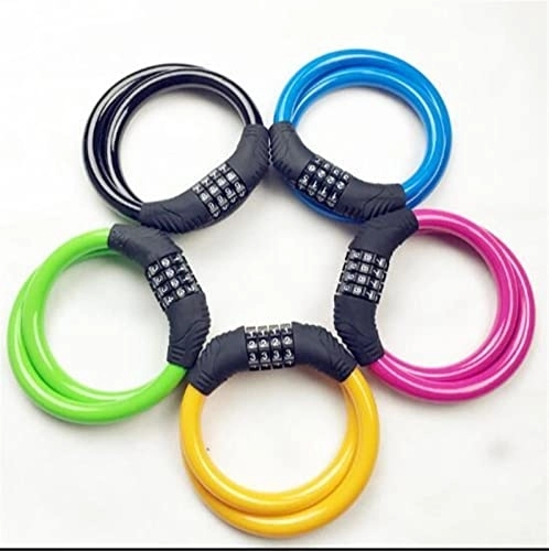 Bike Lock : Bicycle Rubber Spiral Cable Shell 4 Digit Combination Security Code Lock 1Pcs ( Color : Yellow )
