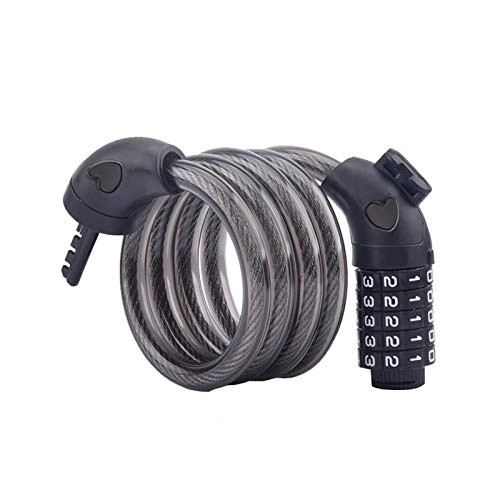 Bike Lock : Bicycle Safety Lock With 5-digit Resettable Number, 120cm / 12mm Heavy Chain, For Bicycles, Scooters, Barbecue Grills And Other Combination Cable Locks That Need To Be Fixed-5 Colors ( Color : Black )