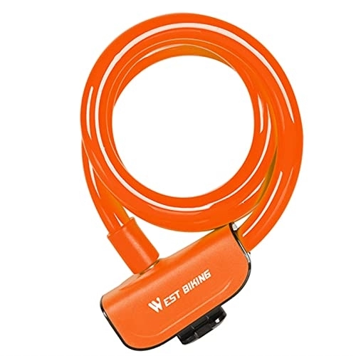 Bike Lock : Bicycle Security Cable Lock Super Anti-Theft Motorcycle MTB Bike Scooter Lock Universal Durable Cycling Steel Lock (Color : Orange)