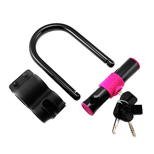 Bike Lock : Bicycle U Lock Anti-Theft Lock Bicycle Motorcycle Safety Lock 2 Key Lock Frame Bicycle Accessories Parts (Color : Pink)