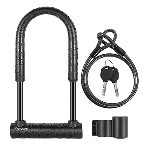 Bike Lock : Bicycle U Lock, Fesjoy Bicycle U Lock Bike Wheel Lock Anti-Theft Cycling Lock Bicycle Accessories Bicycle U Lock with 2 Keys
