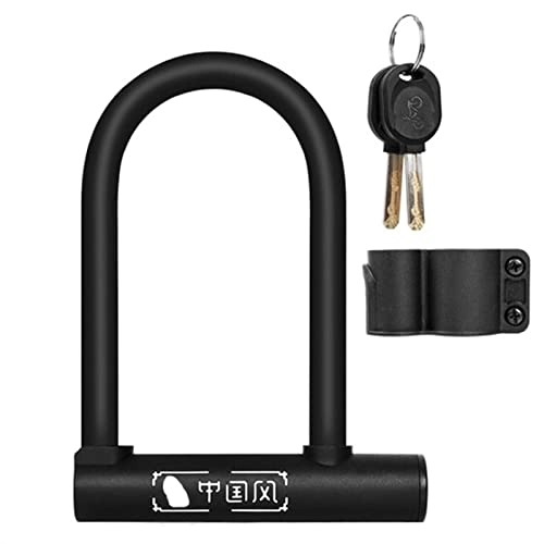 Bike Lock : Bicycle U Lock Set Anti-Theft Steel Cable Security Bike Cable Locks Cycling Accessories MTB Road Mountain Bike Lock (Color : Update Black U Lock)