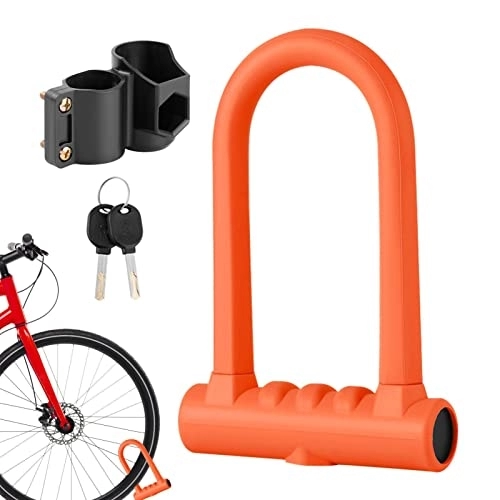 Bike Lock : Bicycle U-Lock | Silicone Bicycle Locks Heavy Duty Anti-Theft Motorcycle Locks Steel Shackle Zinc Alloy Core with 2 Copper Keys Mounting Bracket Improved Protection Cypreason
