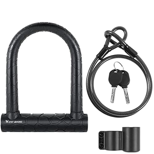 Bike Lock : Bicycle U Lock with 2 Keys Anti-Theft Secure Cable Motorcycle Scooter Cycling Accessories Steel MTB Road Bike Lock (Color : 057 Lock Set)