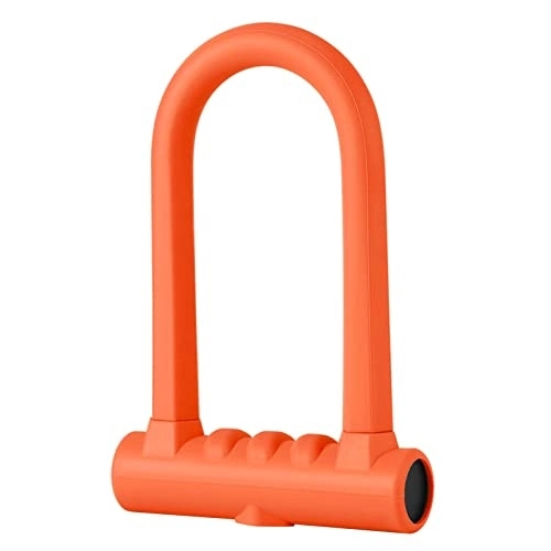 Bike Lock : Bicycle U-Shaped Silicone Lock, Silicone Bicycle U-Lock with Steel Cable and Mounting Bracket Set Orange