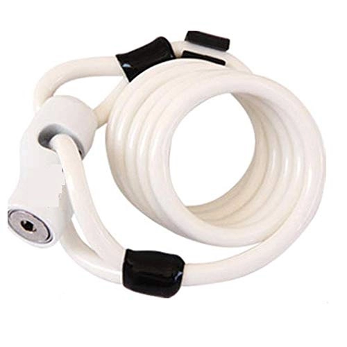 Bike Lock : Bicycle Wheel Lock 2 Key Anti-Theft Motorcycle Mountain Bike Bicycle Road Safety Bicycle Cable Lock (Color : White)