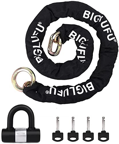 Bike Lock : BIGLUFU Bike Lock, Heavy Duty Motorcycle Cycling Chain Lock - Anti-Theft Anti-Cut Chain lock for motorbike, bicycle and e-bike, 120cm long