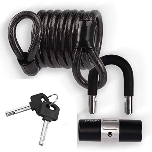 Bike Lock : BIGLUFU Bike Lock Scooter Bicycle Motorcycle Cable Chain Locks, 0.5" / 12mm Diameter, 4ft / 6ft Long, 5-Digit Coiled Secure Combinations, Heavy Duty Cables Resettable (1.2m / 4ft with U lock)