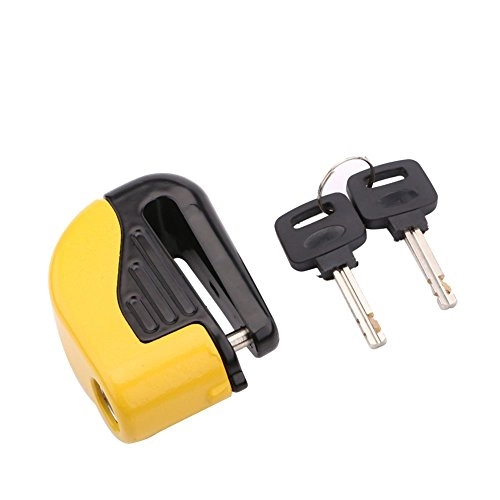Bike Lock : Bike Brakes Lock, 2 Colors Bike Cycling Anti Theft Small Disc Brakes Alarm Lock Bicycle Security Accessories(Yellow)
