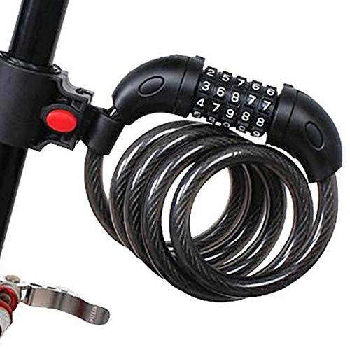 Bike Lock : Bike Cable Lock with 5 Digit Resettable Number, Bicycle Lock Combination Cable Lock with Mounting Bracket, Motorcycle Bike Heavy Duty Chain Lock for Outdoor Cycling, 47inch