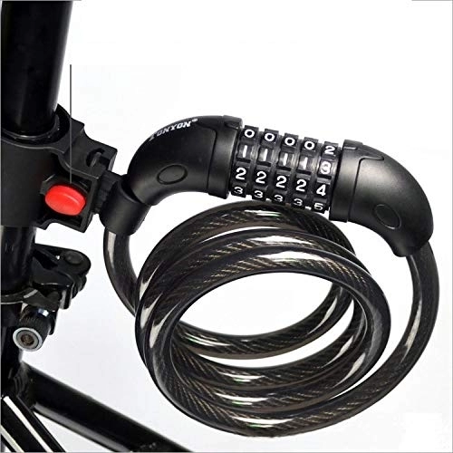 Bike Lock : Bike Cable Locks, Black Security 5 Digit Resettable Combination Coiling Lock, Safe Strong Anti-Theft Bicycle Cycling Cable Lock For Folding Bike Bicycle Outdoors
