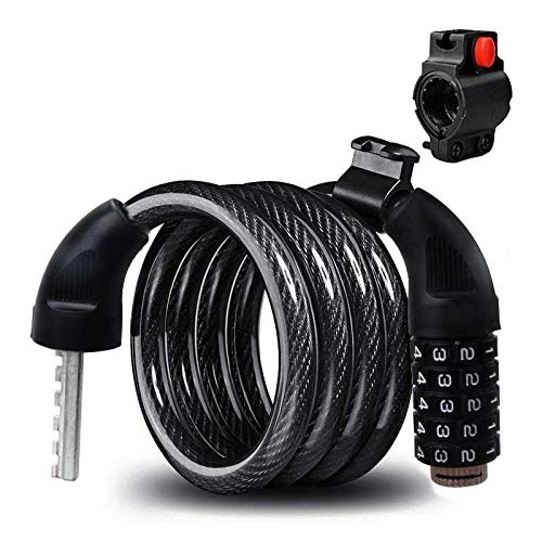 Bike Lock : Bike Cable Locks, Black Security 5 Digit Resettable Combination Coiling Lock, Strong Anti-Theft Bicycle Cycling Cable Lock For Folding Bike Bicycle Outdoors