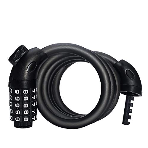 Bike Lock : Bike Cable Locks, Black Strong Security 5 Digit Resettable Combination Coiling Lock, Safe Anti-Theft Bicycle Cycling Cable Lock For Folding Bike Bicycle Outdoors
