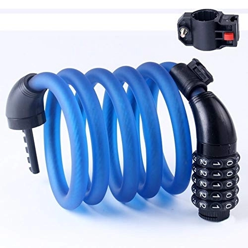 Bike Lock : Bike Cable Locks, Long Blue Security 5 Digit Resettable Combination Coiling Lock, Anti-Theft Bicycle Cycling Cable Lock For Folding Bike Bicycle Outdoors