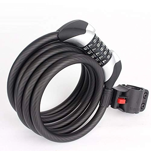 Bike Lock : Bike Cable Locks, Security 5 Digit Resettable Combination Coiling Lock, Black Strong Long Anti-Theft Bicycle Cycling Cable Lock For Folding Bike Bicycle Outdoors