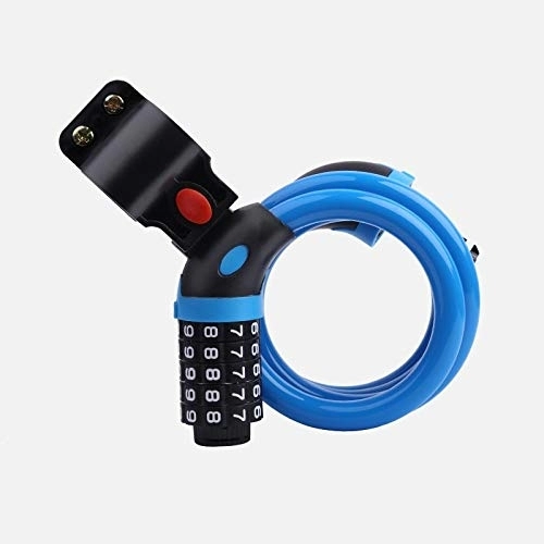 Bike Lock : Bike Cable Locks, Security 5 Digit Resettable Combination Coiling Lock, Blue Anti-Theft Bicycle Cycling Cable Lock For Folding Bike Bicycle Outdoors