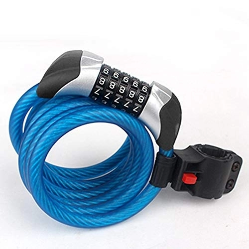 Bike Lock : Bike Cable Locks, Security 5 Digit Resettable Combination Coiling Lock, Blue Strong Long Anti-Theft Bicycle Cycling Cable Lock For Folding Bike Bicycle Outdoors